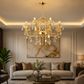 HDC Luxury Gold Crystal Light Decorative Chandelier Ceiling Light for Living Room, Dining Room