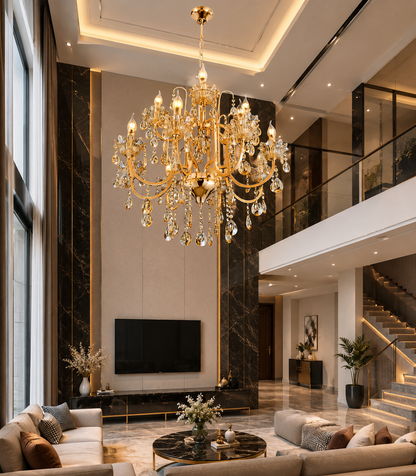 HDC Luxury Gold Crystal Light Decorative Chandelier Ceiling Light for Living Room, Dining Room