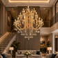 HDC Luxury Gold Crystal Light Decorative Chandelier Ceiling Light for Living Room, Dining Room