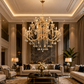 HDC Luxury Gold Crystal Light Decorative Chandelier Ceiling Light for Living Room, Dining Room