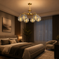 HDC Luxury Gold & Smokey Glass 6-Light Chandelier for Bedroom, Living Room