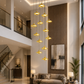 HDC Modern 12 Light Golden Acrylic Multi-Light LED Chandelier for Double Height Living Room, Staircase