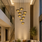 HDC 9 Lights Modern Gold Multi-Tier Cluster Chandelier for Duplex Hall, Staircase