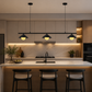 HDC 1200mm Modern Black 3-Light Linear Metal Chandelier for Dining Area, Kitchen Island
