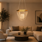 HDC Modern Gold Acrylic LED Hanging Chandelier for Bedroom, Living Room