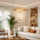HDC Modern Gold Acrylic LED Hanging Chandelier for Bedroom, Living Room