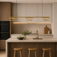 HDC Modern Gold Triple Disc Linear Chandelier for Kitchen Island, Office Conference Table