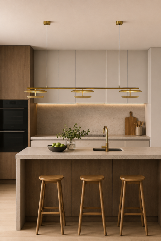 HDC Modern Gold Triple Disc Linear Chandelier for Kitchen Island, Office Conference Table