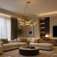 HDC 800mm Modern Golden LED Ring Chandelier for Bedroom, Hotel Lobby