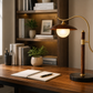 HDC Modern Walnut Wood Table Lamp with Frosted Glass Shade