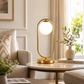 HDC Modern Gold Glass Globe Table Lamp for Bedside Table, Living Room
