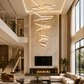HDC Modern 9 Lights Gold Body Geometric LED Double Height Chandelier for Duplex Staircase, Double Height Living Room