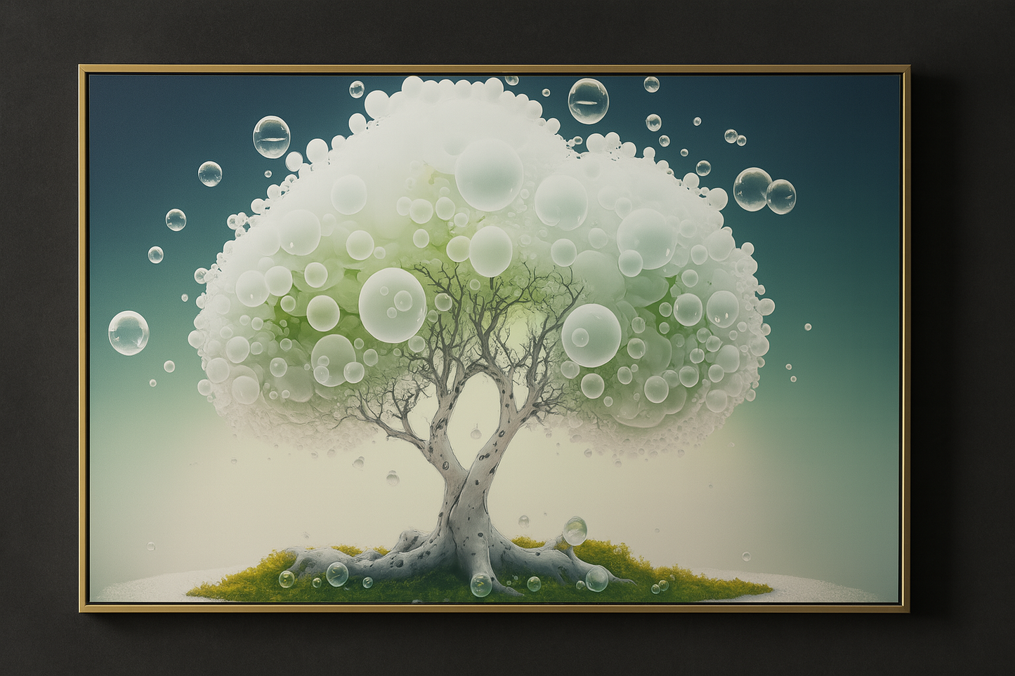 Hdc Creative Decorative Painting Of Round Of White Bubble With White Tree Modern Living Room Frames Picture Wall Art Large Hanging Painting