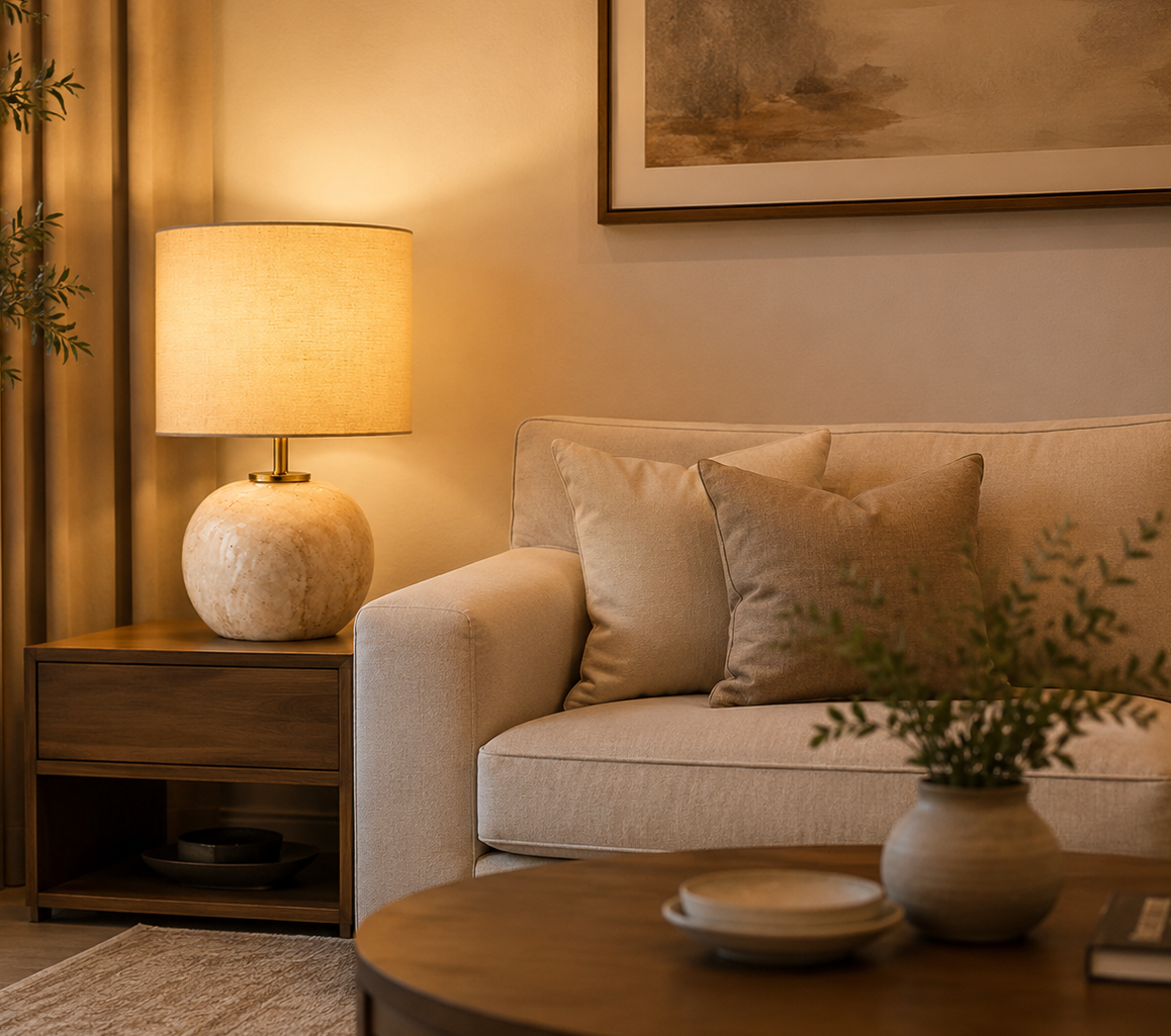 HDC Luxury Marble Base Table Lamp for Bedside Table, Living Room