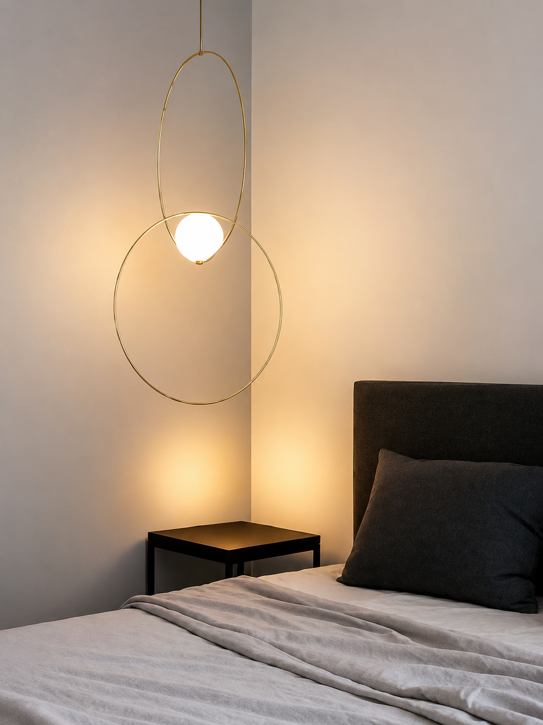 HDC Modern Golden LED Ring Pendant Light for Bedroom, Living Room