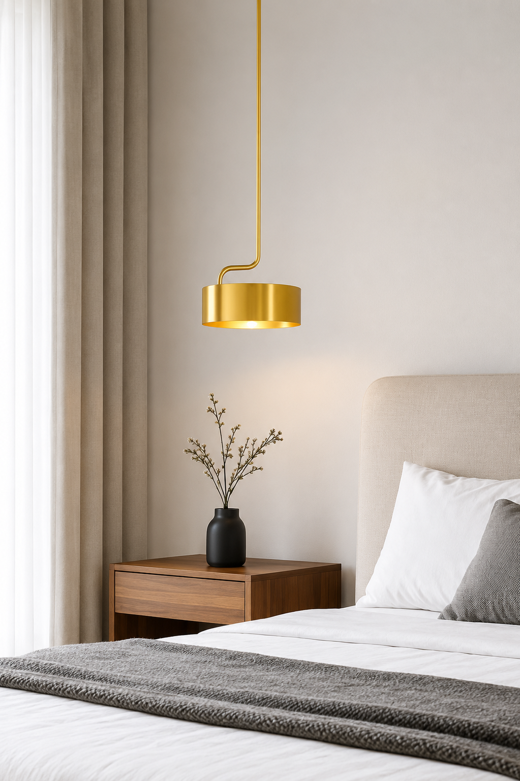HDC Modern Golden Metal Pendant Light for Bedroom, Living Room