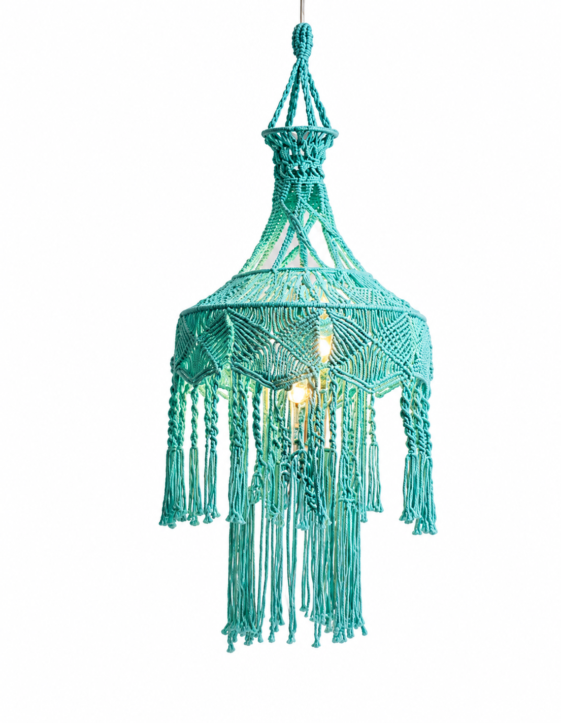 HDC Handcrafted Macrame Tassel Pendant Light for Bedroom, Living Room, Dining Area