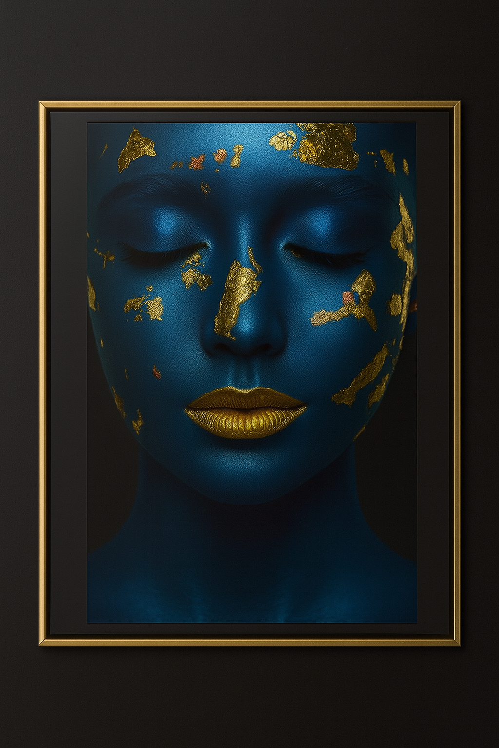 Hdc Blue Gold Woman Canvas Poster Painting African Girl Print making Modern Portrait Art Picture Living Room Home Decor