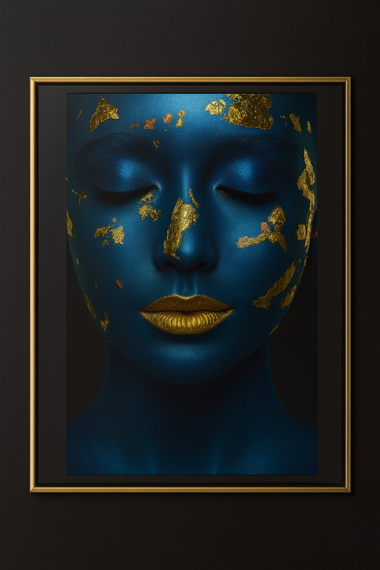 Hdc Blue Gold Woman Canvas Poster Painting African Girl Print making Modern Portrait Art Picture Living Room Home Decor