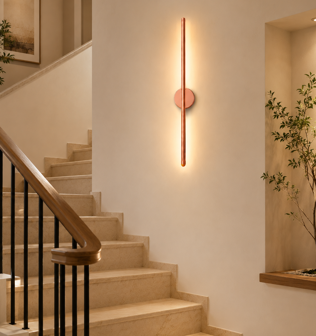 HDC Modern Rose Gold LED Wall Light for Bedroom, Living Room