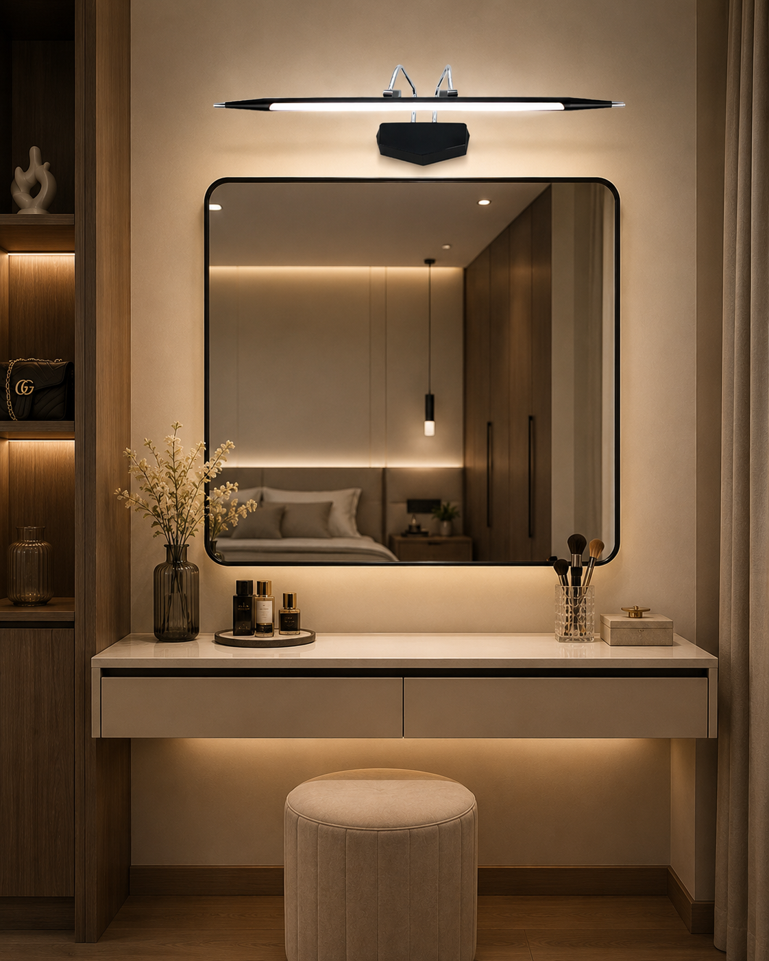 HDC Luxury Black LED Mirror Light for Washroom, Vanity Area