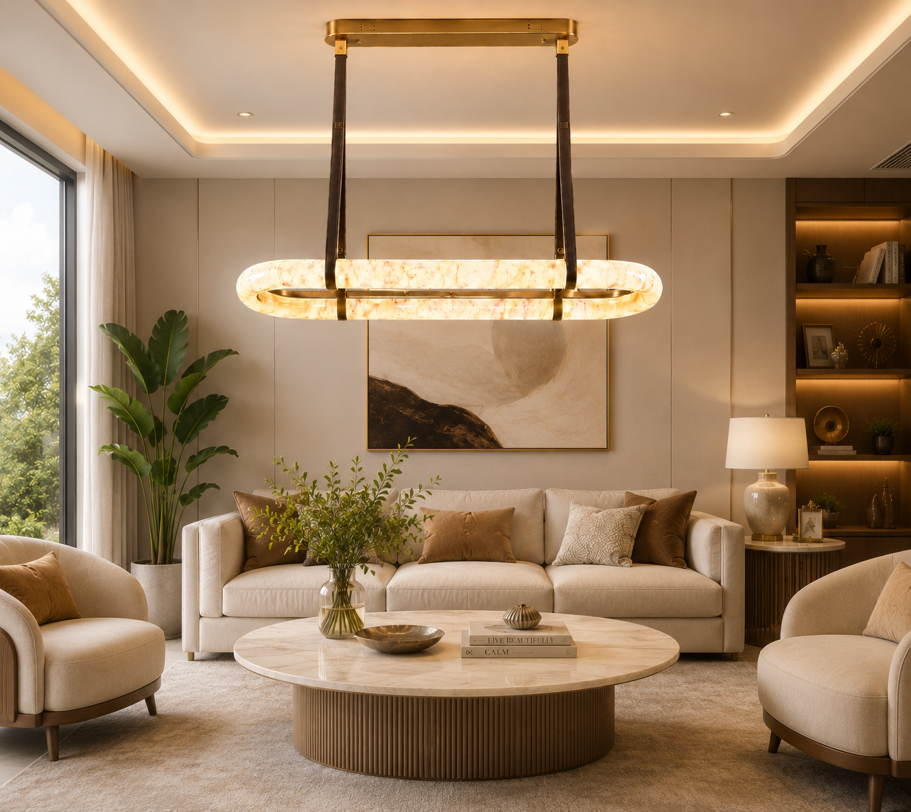 HDC 1000mm Luxury Resin LED Linear Chandelier for Dining & Kitchen Island