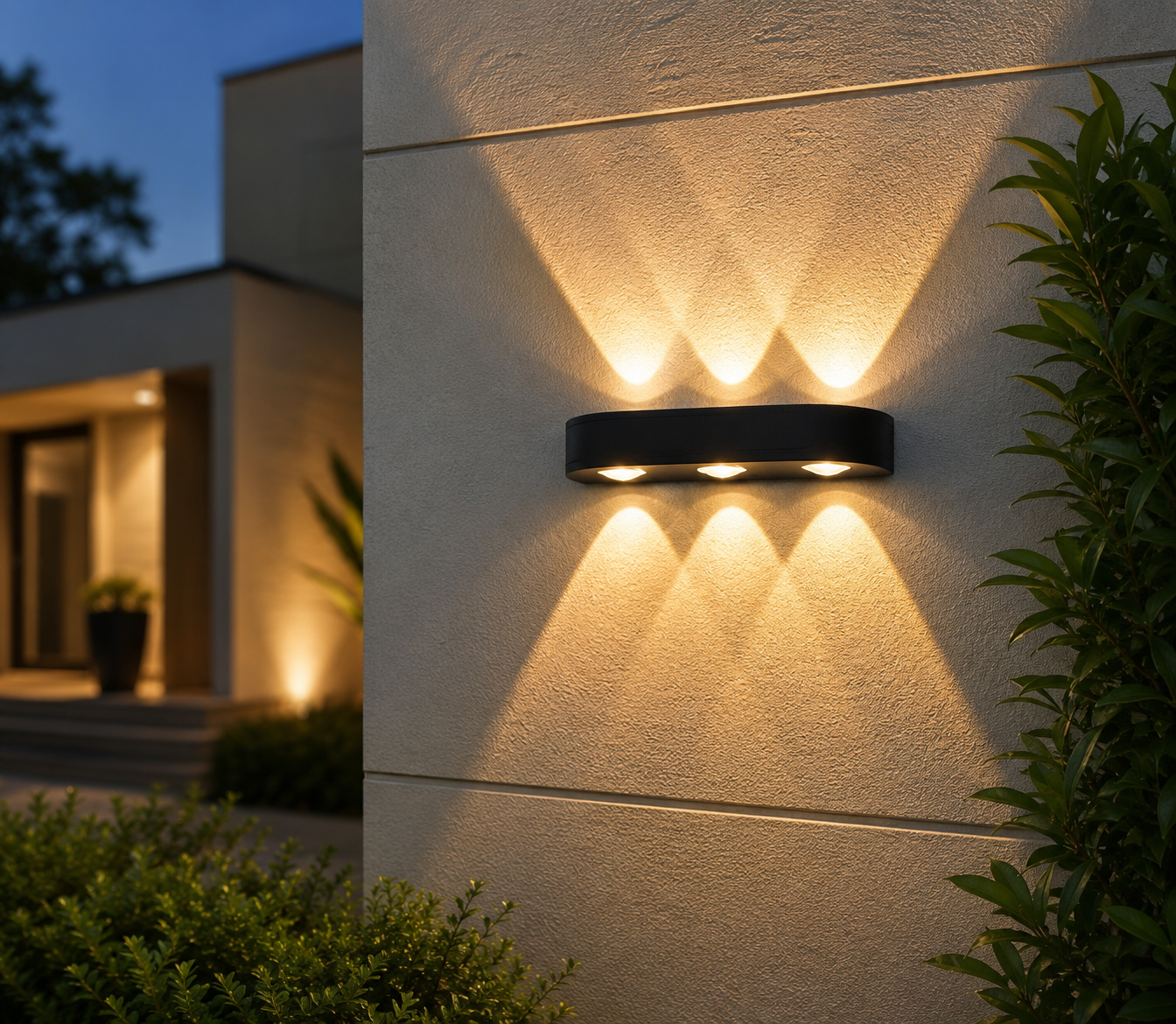 HDC Modern Black Triple Beam LED Outdoor Wall Light