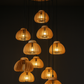 HDC E27 Wooden Pendant Light with Wooden Lampshade and Pumpkin Shape Height Adjustable Middle Size Ceiling Chandelier