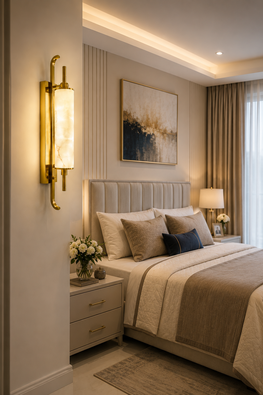 HDC Luxury Marble Look LED Wall Light for Bedroom Living Room