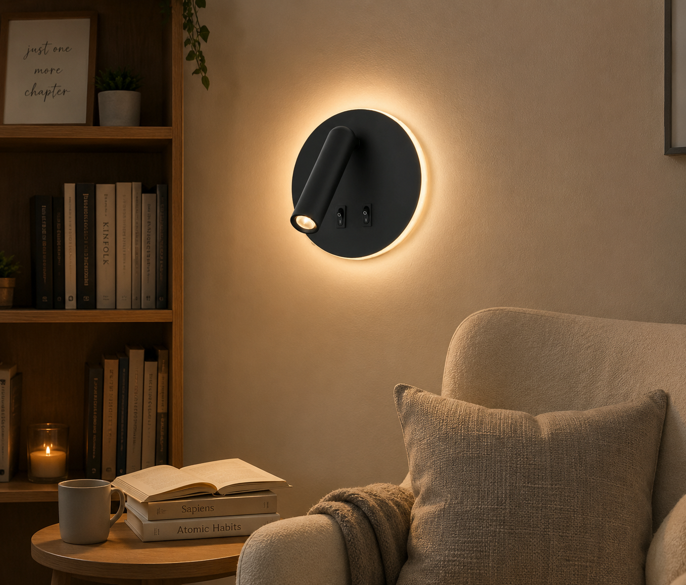HDC Modern LED Reading Wall Light with Dual Switch for Reading Corner, Bedside