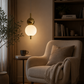 HDC Modern Gold Globe Glass Pendant Light for Bedroom, Living Room
