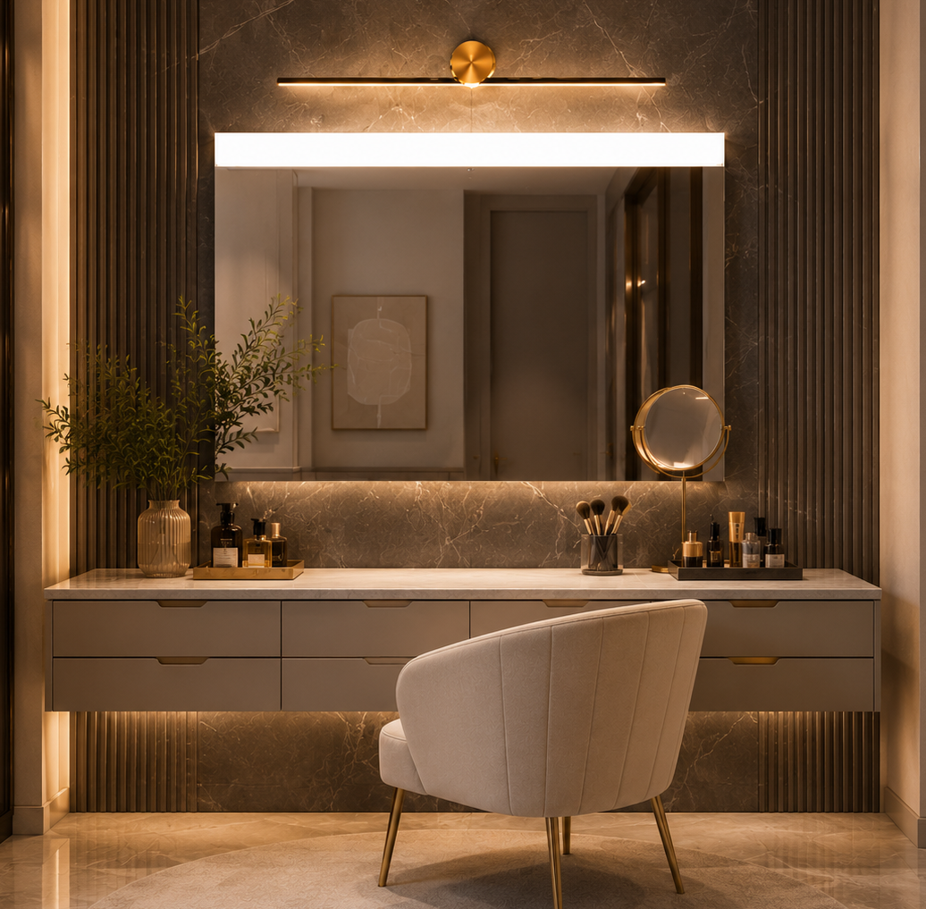 HDC 12W Modern Black Golden Body LED Wall Light Mirror Vanity Picture Lamp - Warm White