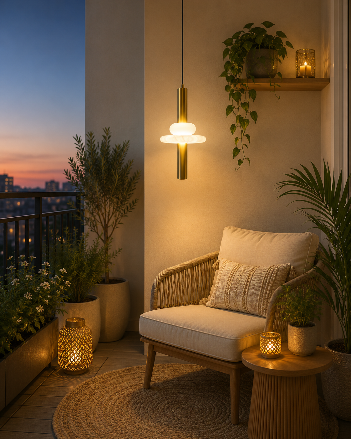 HDC Modern Gold Glass Pendant Light for Bedroom, Living Room