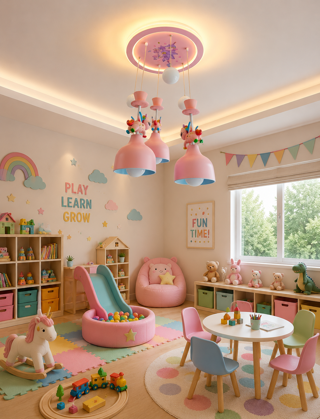 HDC Cute Unicorn Kids Ceiling Pendant Light for Kids Bedroom, Nursery, Playroom