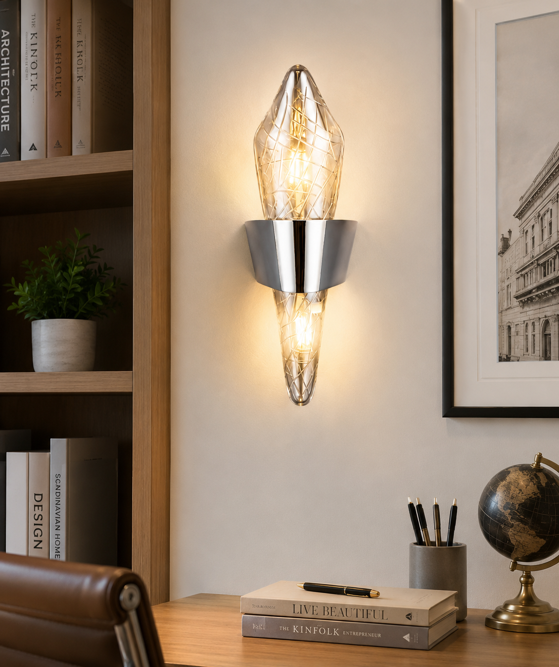 HDC Modern Crystal Gold/ Black Wall Light for Bedroom, Living Room