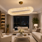 HDC Luxury Crystal Oval LED Chandelier for Bedroom, Living Room