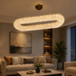 HDC Luxury Crystal Oval LED Chandelier for Bedroom, Living Room