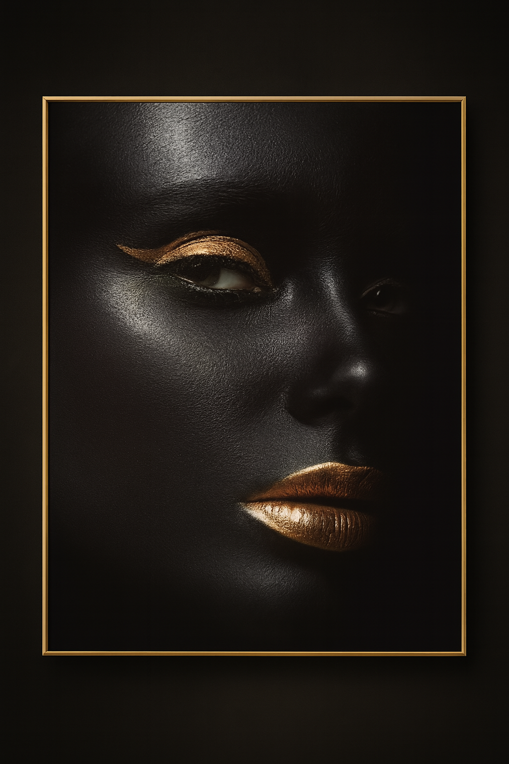 Hdc Sexy Gold Lip Black Woman Figure Canvas Painting Wall Art Posters for Living Room Home Wall Decor