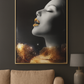 Hdc Golden Makeup Woman Lips with Gems Portraits Aesthetic Wall Art Poster for Living Room, Home & Wall Decor