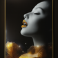Hdc Golden Makeup Woman Lips with Gems Portraits Aesthetic Wall Art Poster for Living Room, Home & Wall Decor