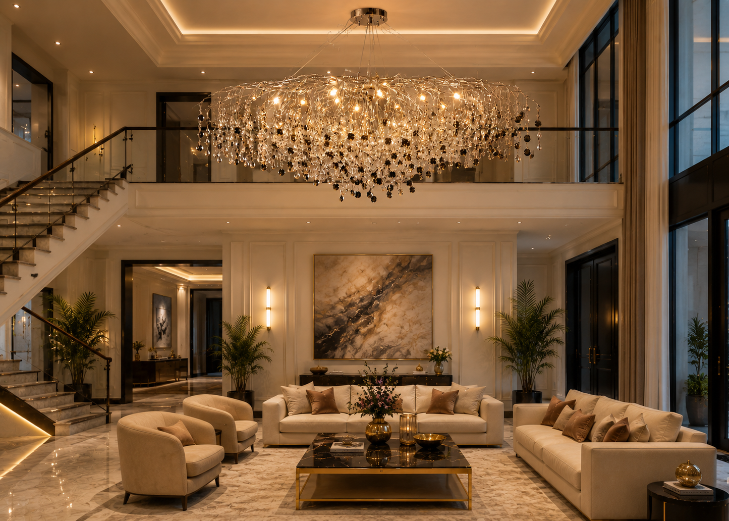 HDC Premium Handcrafted Crystal Ceiling Chandelier for Bedroom, Living Room