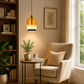 HDC Luxury Smoky/ Amber Glass Pendant Light for Bedroom, Living Room