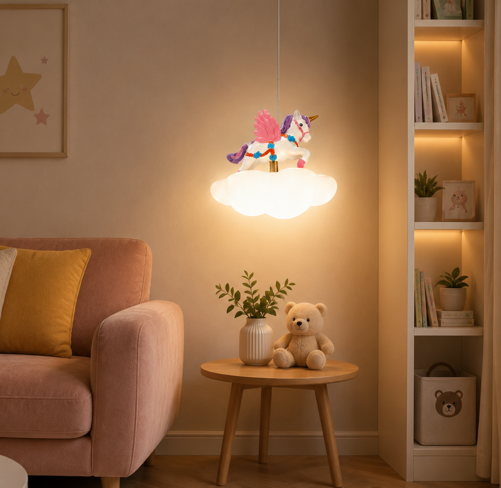 HDC Kids Unicorn Cloud Pendant Light for Kids Bedroom, Nursery, Playroom