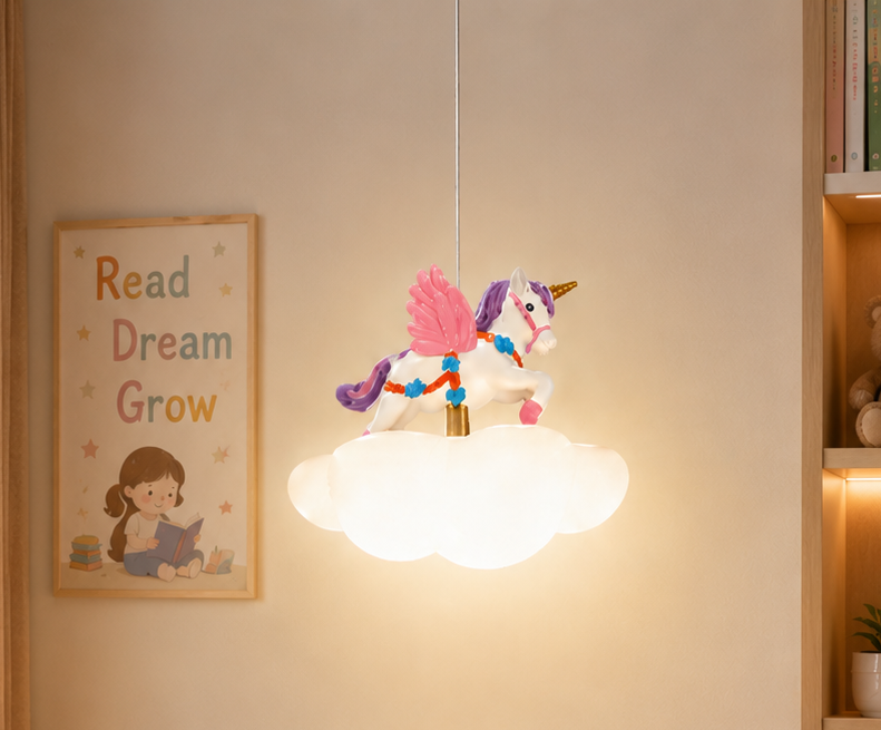 HDC Kids Unicorn Cloud Pendant Light for Kids Bedroom, Nursery, Playroom