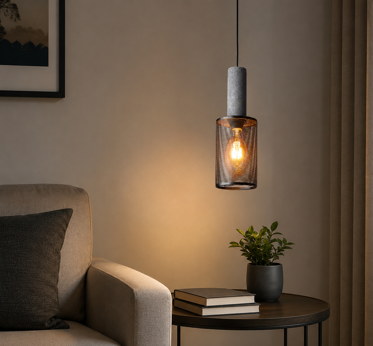 HDC Modern Industrial Terrazzo & Gold Mesh Pendant Light