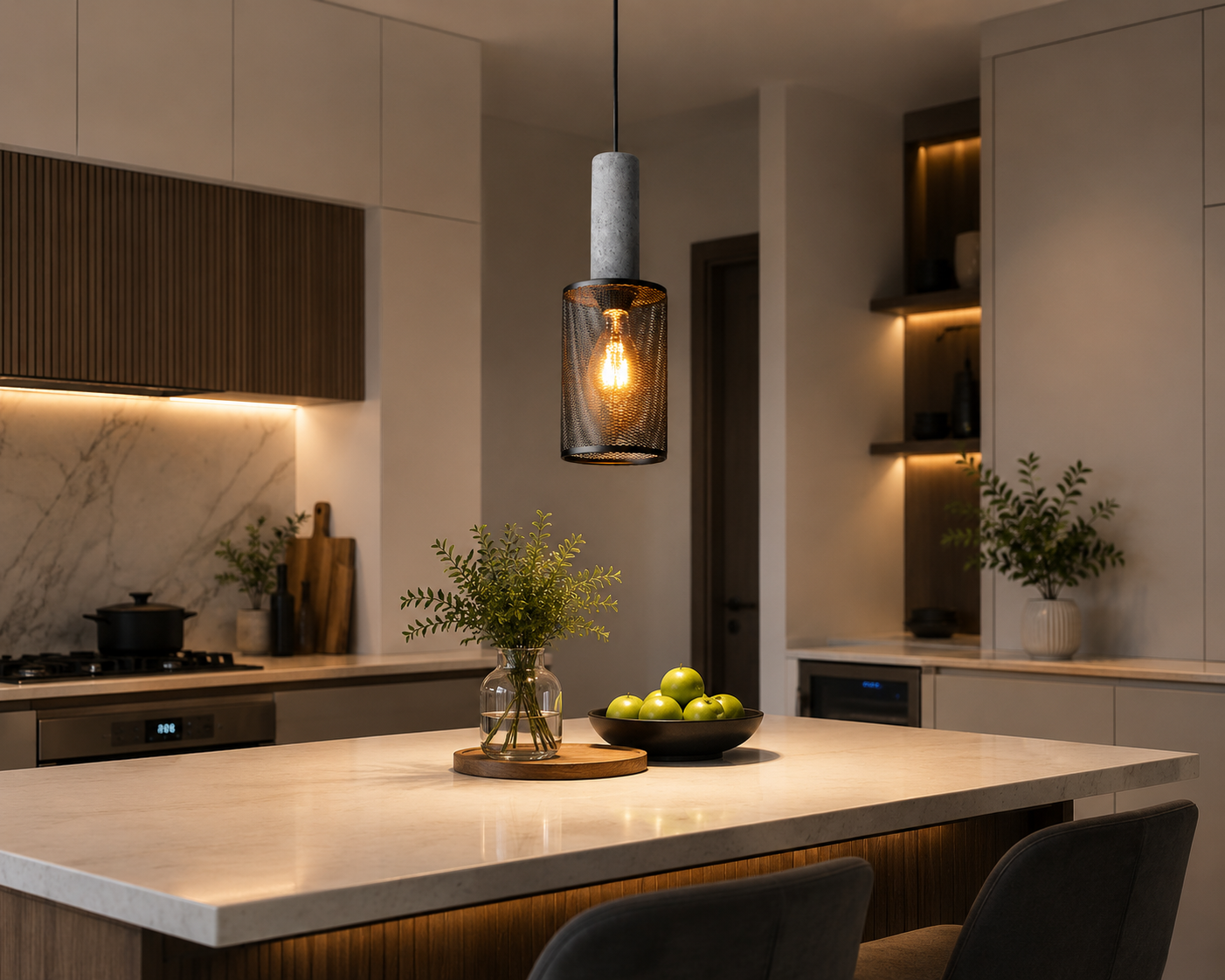 HDC Modern Industrial Terrazzo & Gold Mesh Pendant Light