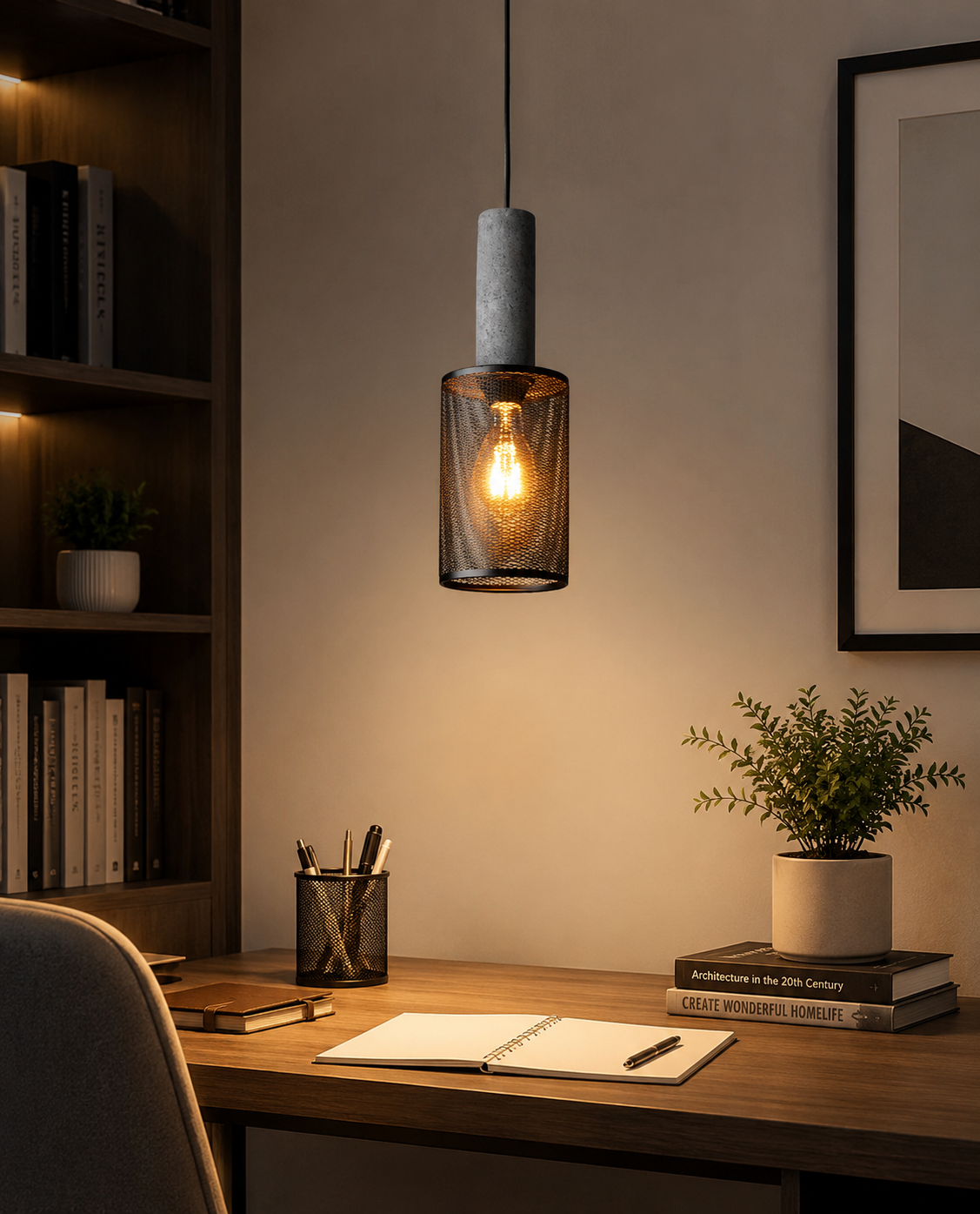 HDC Modern Industrial Terrazzo & Gold Mesh Pendant Light