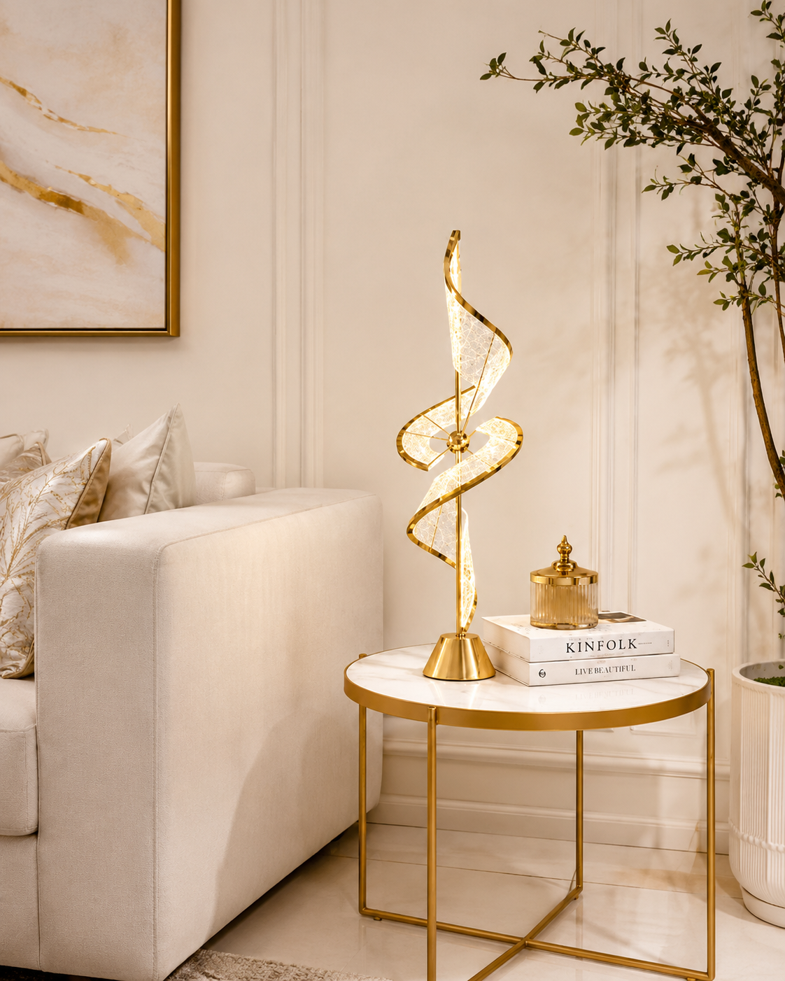 HDC Modern Crystal Spiral LED Table Lamp for Bedroom, Living Room, Office Desk