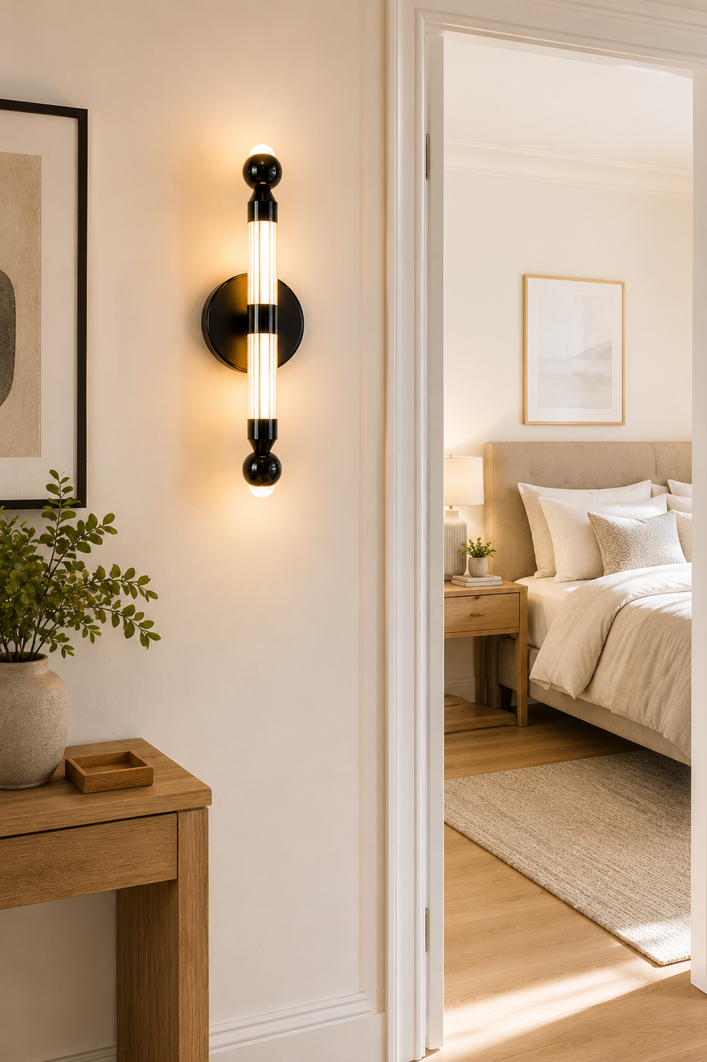 HDC Modern Gold/ Black Crystal LED Wall Light for Bedroom, Living Room