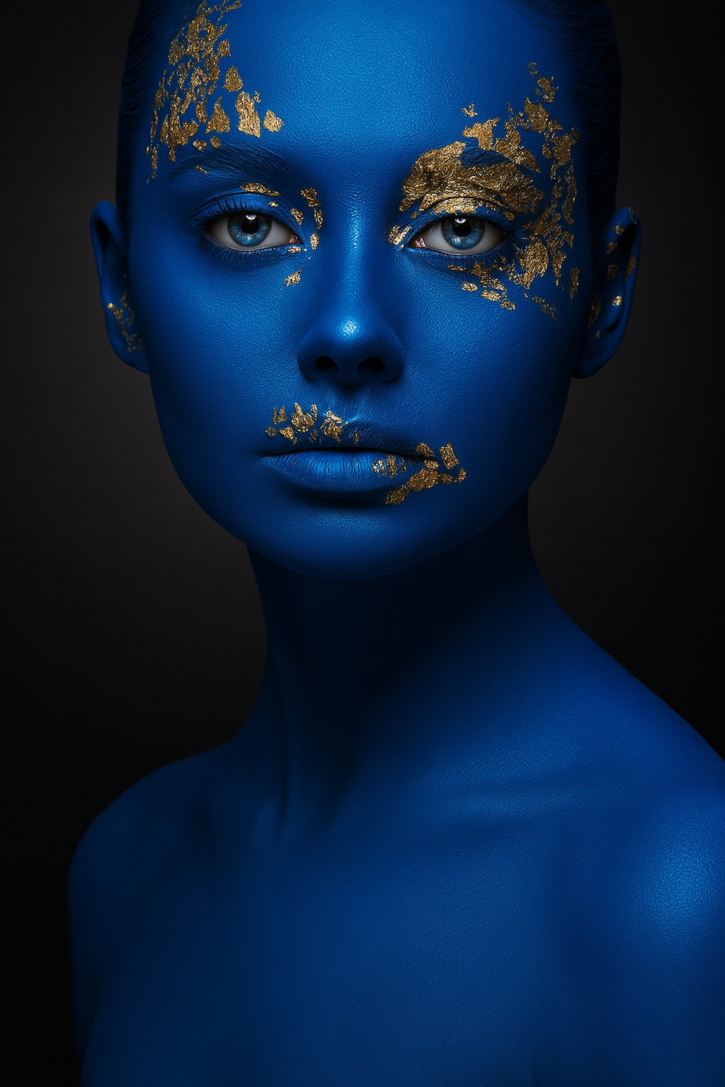 Hdc Gold Blue Sexy Woman Portrait Print on Canvas Wall Art Decor Poster and Painting Modern Wall Art Picture for Bed Room Decor